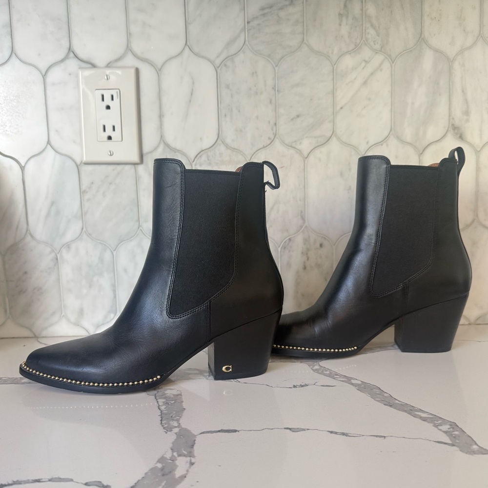 Coach Black Leather Ankle Booties